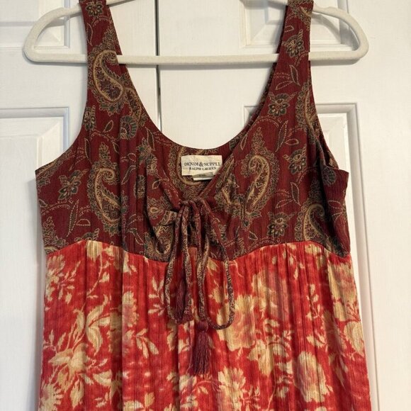 Denim & Supply Ralph Lauren Red Boho Tiered Maxi Dress Small - Picture 11 of 14